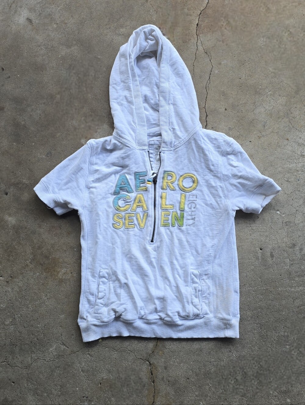 vtg y2k aero preppy short sleeve hoodie jacket